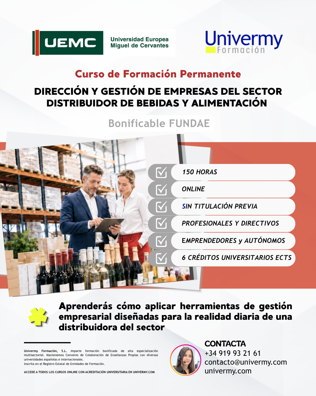 Cartel del curso Dirección y Gestión de Empresas del Sector Distribuidor de Bebidas y Alimentación