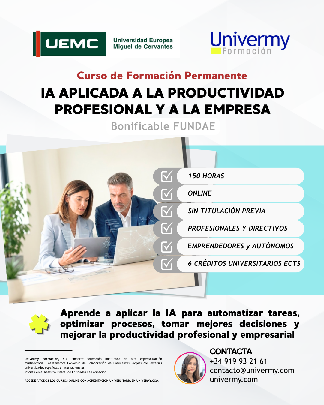 Cartel del curso de IA Aplicada a la Productividad Profesional y a la Empresa
