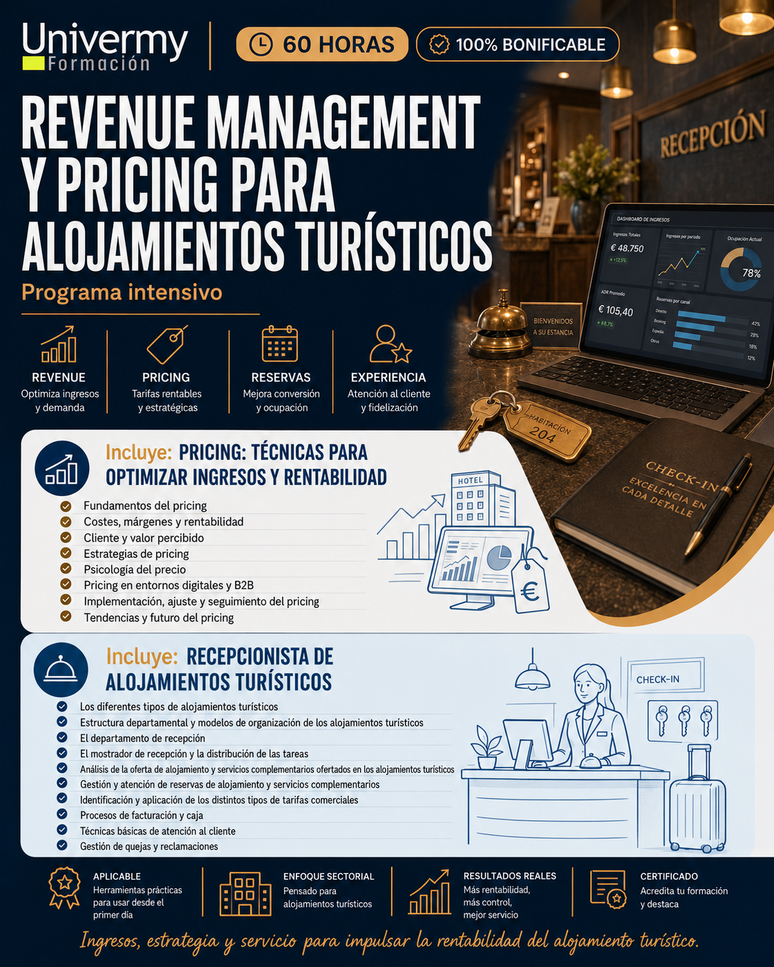 Cartel del curso Revenue Management y Pricing para Alojamientos Turísticos