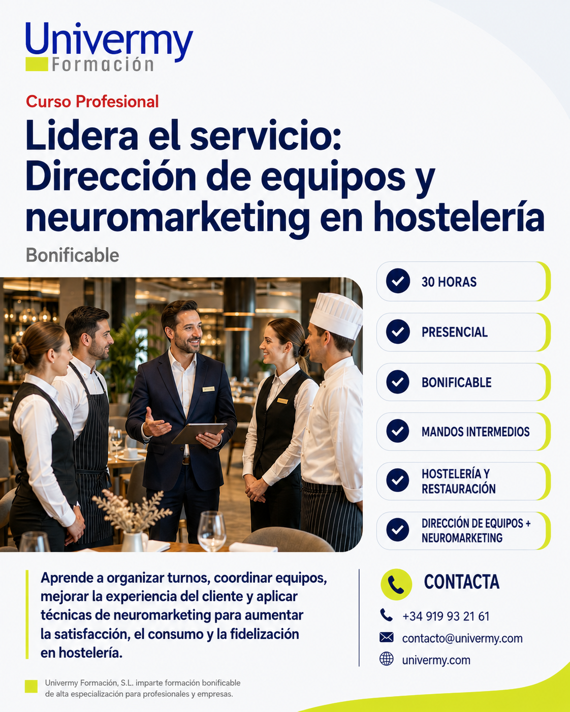 Lidera el Servicio: Dirección de Equipos y Neuromarketing en Hostelería