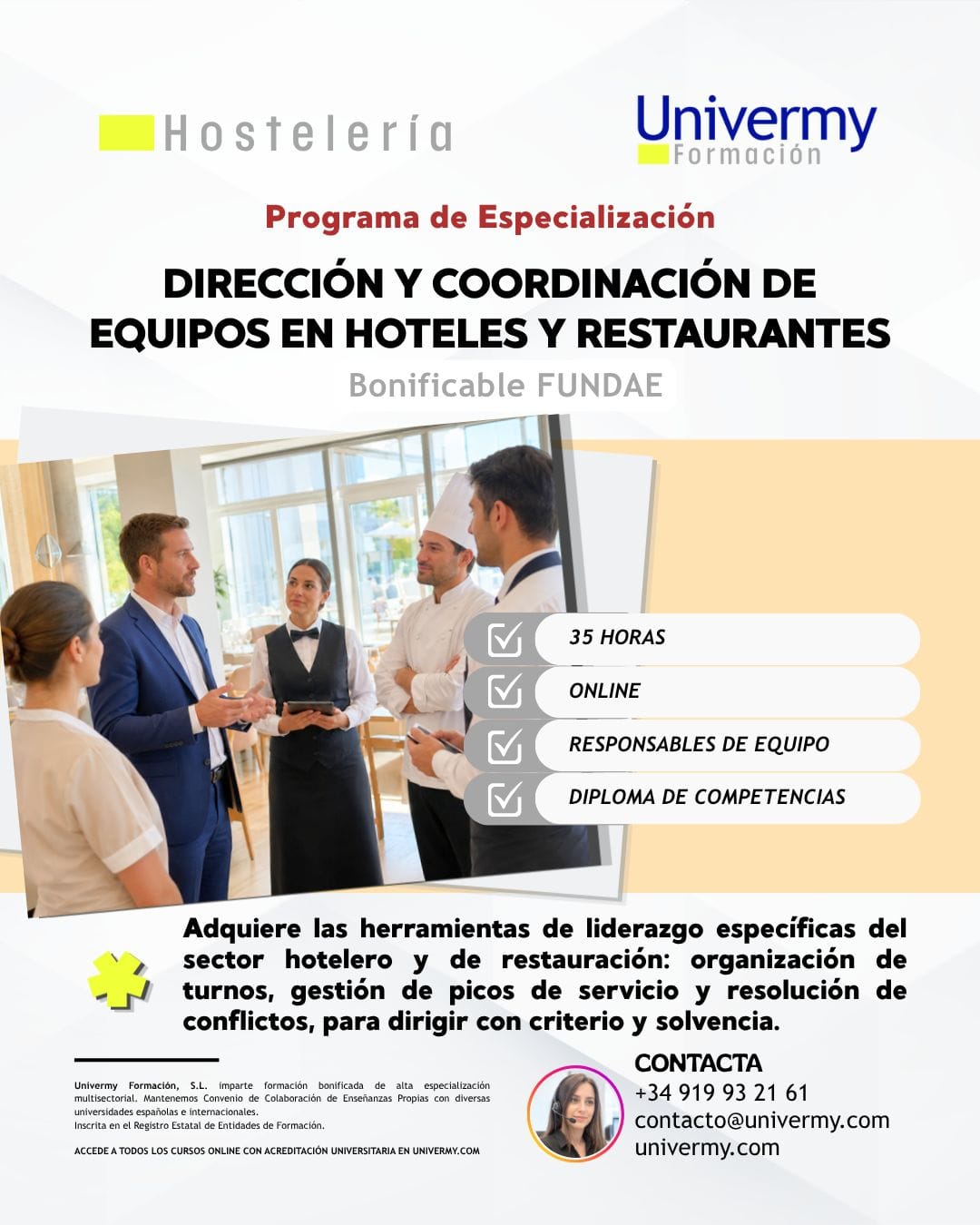 Dirección y Coordinación de Equipos en Hoteles y Restaurantes