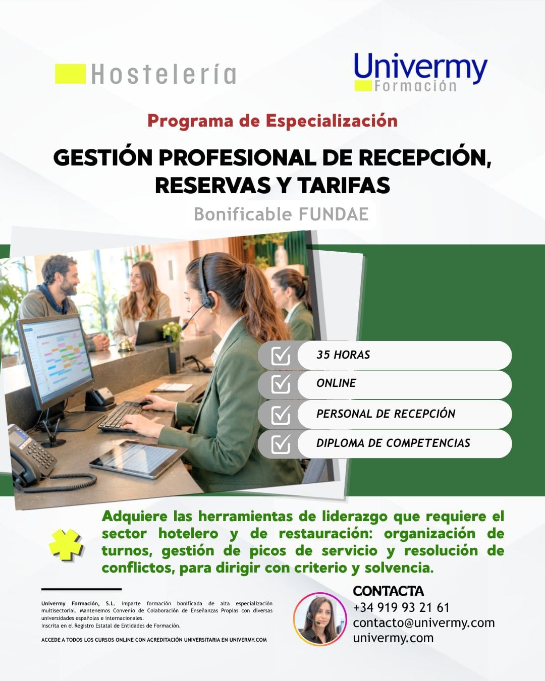Gestión Profesional de Recepción. Reservas y Tarifas