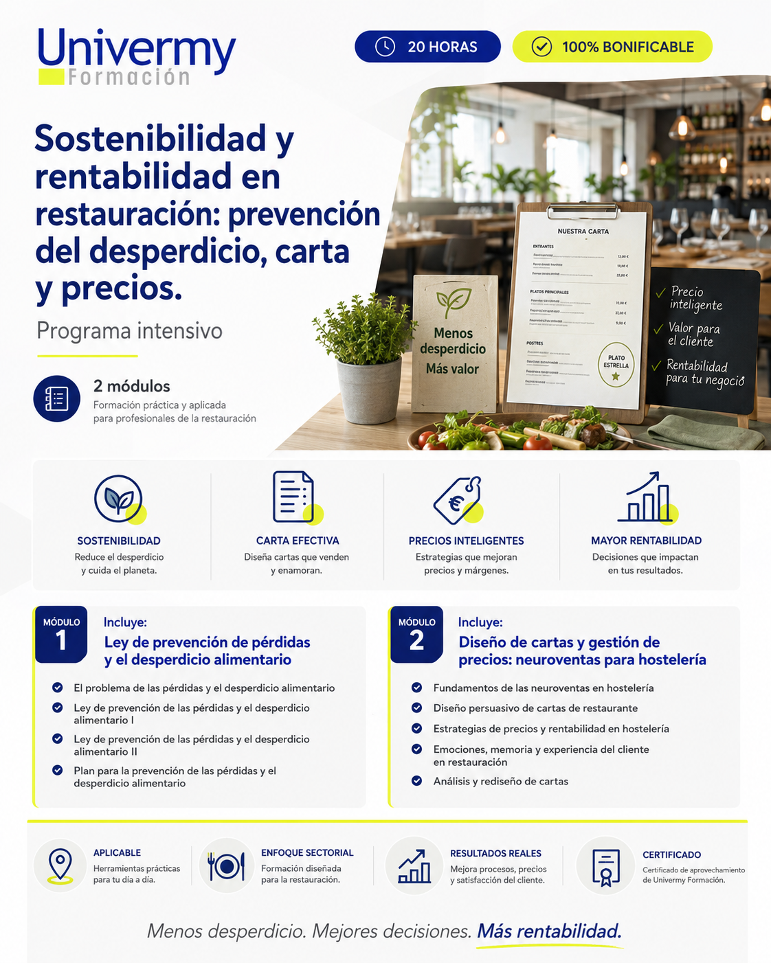 Sostenibilidad y rentabilidad en restauración: prevención del desperdicio, carta y precios